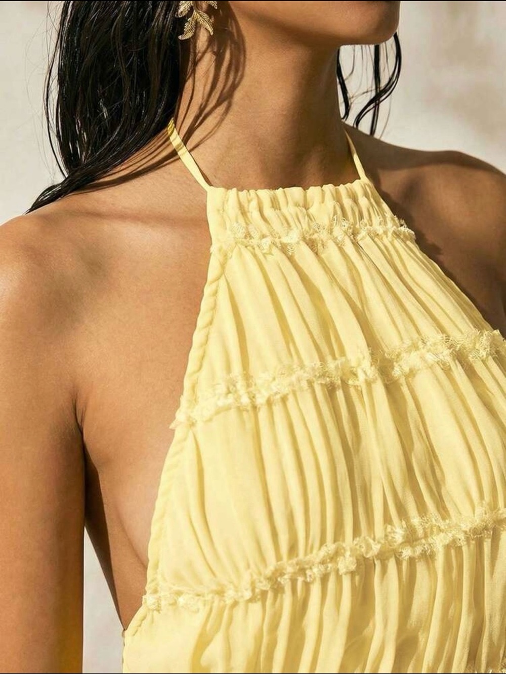 Yellow 2-piece set Smocked Maxi Skirt - Picture 2 of 5